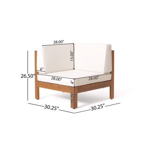 Oana Corner Chair Table, Beige Beige Acacia Wood