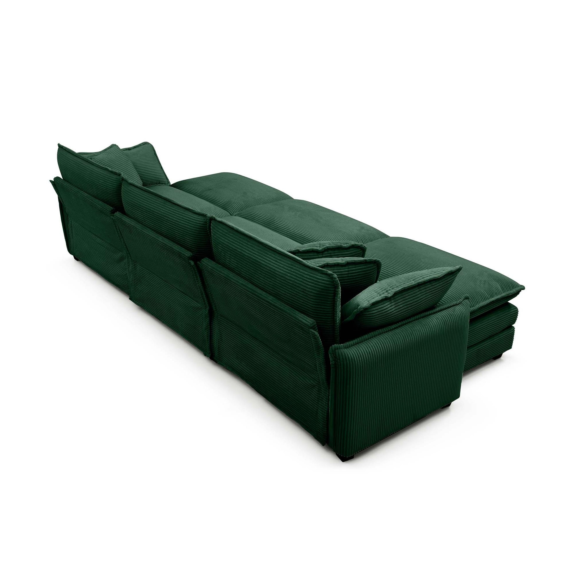 Oversized Modular Cushioned Sofa,With 3 Ottomans To Work As Sleeper Sofa Beds, 3 Seater Sofa With 3 Footstools,Green Corduroy Fabric Green Corduroy 3 Seat