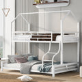 Metal House Bunk Bed, Twin Over Full, White Full White Metal