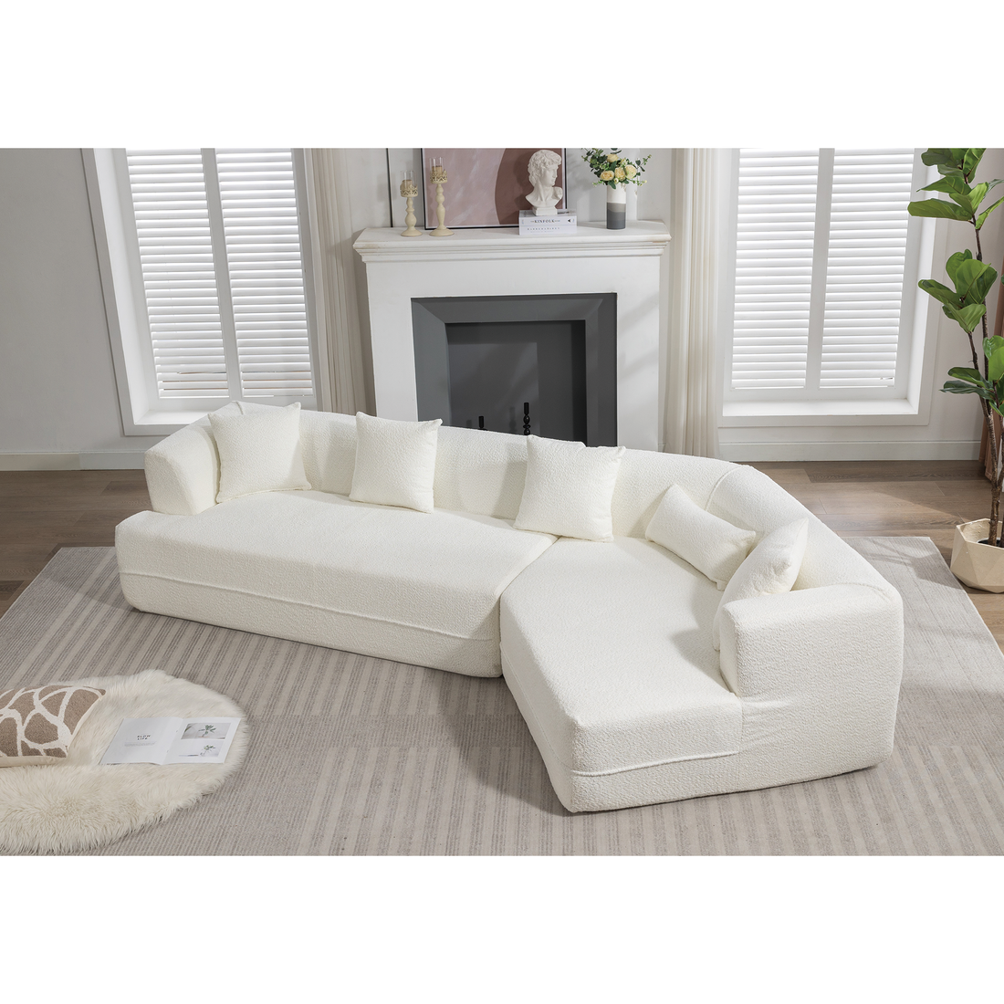 And Upgraded Extended Edition Modular Sofamodern Minimalist Style Sofa, Upholsteredfree Combination, Round Fiber Fabric, Anti Wrinkle Fabric,Dimension Exten, Creamy White Creamy White Polyester Primary Living Space Medium Soft Tight Back Modern Flared