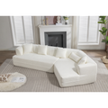 And Upgraded Extended Edition Modular Sofamodern Minimalist Style Sofa, Upholsteredfree Combination, Round Fiber Fabric, Anti Wrinkle Fabric,Dimension Exten, Creamy White Creamy White Polyester Primary Living Space Medium Soft Tight Back Modern Flared