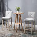 Homcom Modern Bar Stools Set Of 2, Upholstered Bar Height Kitchen Stools With Build In Footrest, Solid Wood Legs, Beige Beige Polyester