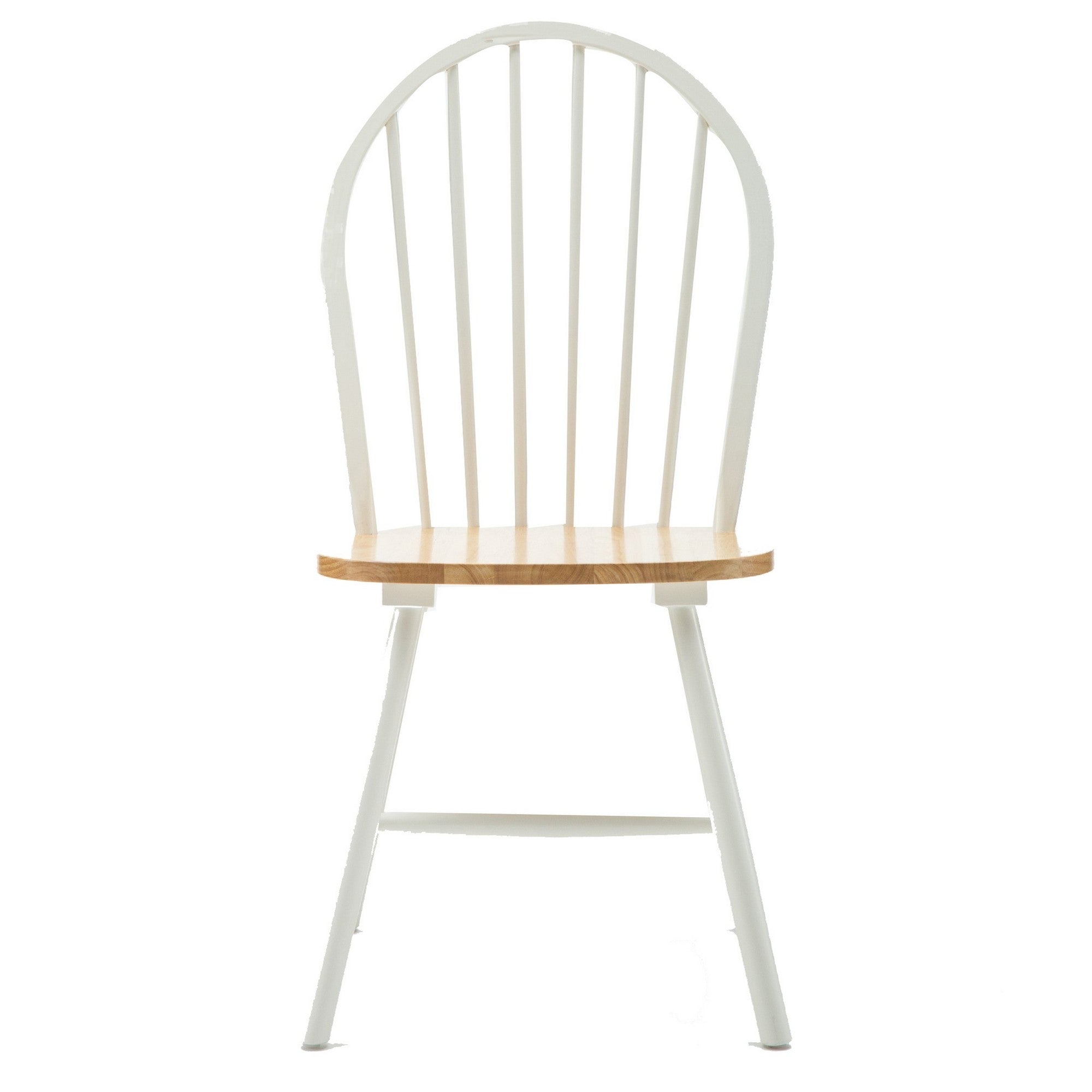Nova 18 Inch Windsor Dining Chair, Set Of 2, Farmhouse Style, White, Brown Brown White Wood