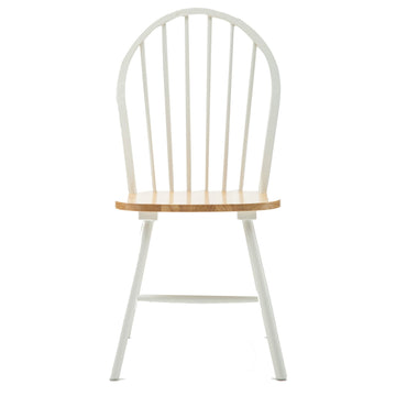 Nova 18 Inch Windsor Dining Chair, Set Of 2, Farmhouse Style, White, Brown Brown White Wood