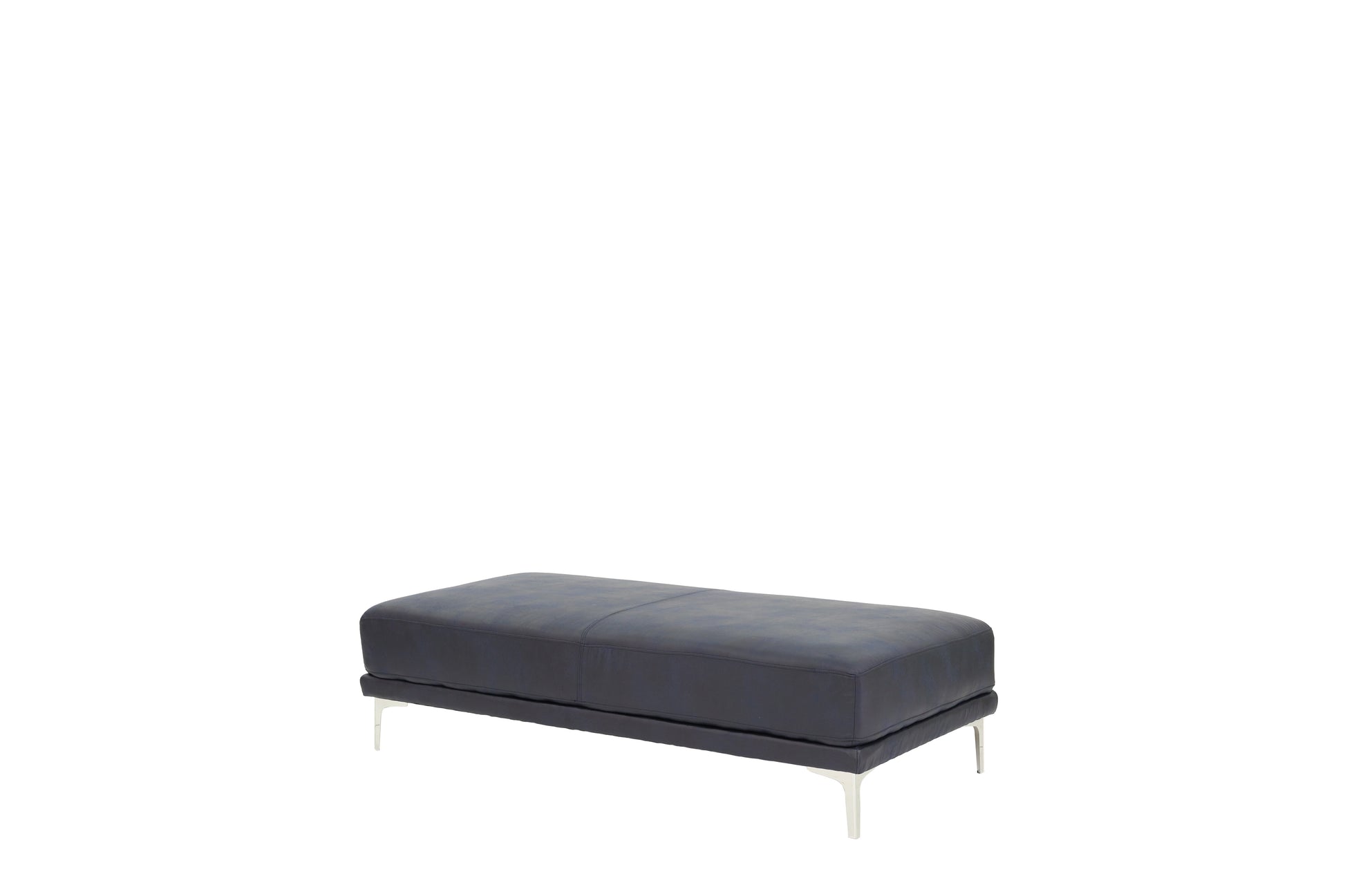 Modern Ink Blue Large Ottoman Metal Legs 1Pc Cocktail Ottoman Living Room Blue Faux Leather Primary Living Space Blue Contemporary,Modern Rectangle Bonded Leather
