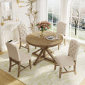 Functional Furniture Retro Style Dining Table Set With Extendable Table And 4 Upholstered Chairs For Dining Room And Living Room Natural Wood Wash Natural Wood Wash Solid Wood
