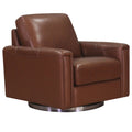 Hayward Swivel Leather Chair Pecan Memory Foam Genuine Leather