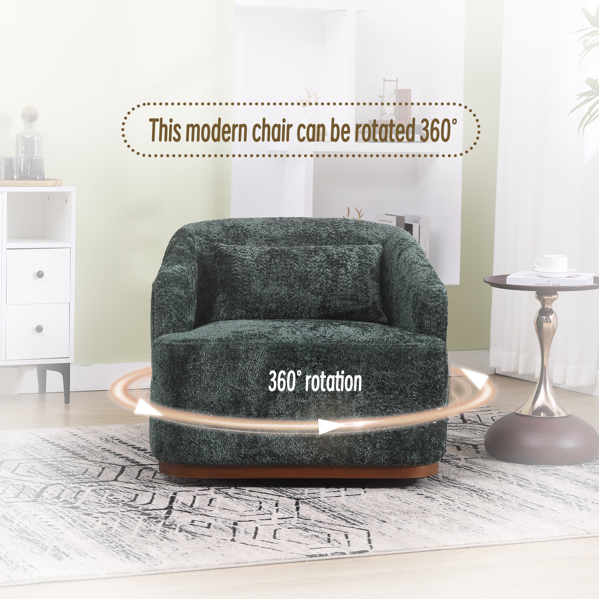 Coolmore Swivel Barrel Chair, Comfy Round Accent Sofa Chair For Living Room, 360 Degree Swivel Barrel Club Chair, Leisure Arm Chair For Nursery, Hotel, Bedroom, Office, Lounge Emerald Boucle Emerald Primary Living Space Foam Boucle