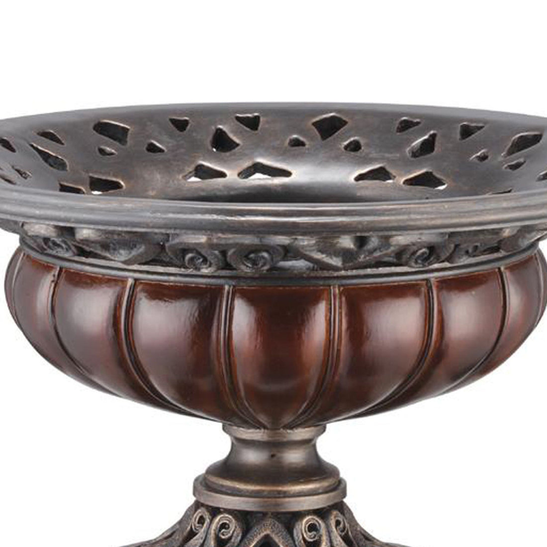 12" Tall Polyresin Decorative Bowl, Bronze Roman Design Silver Polyresin