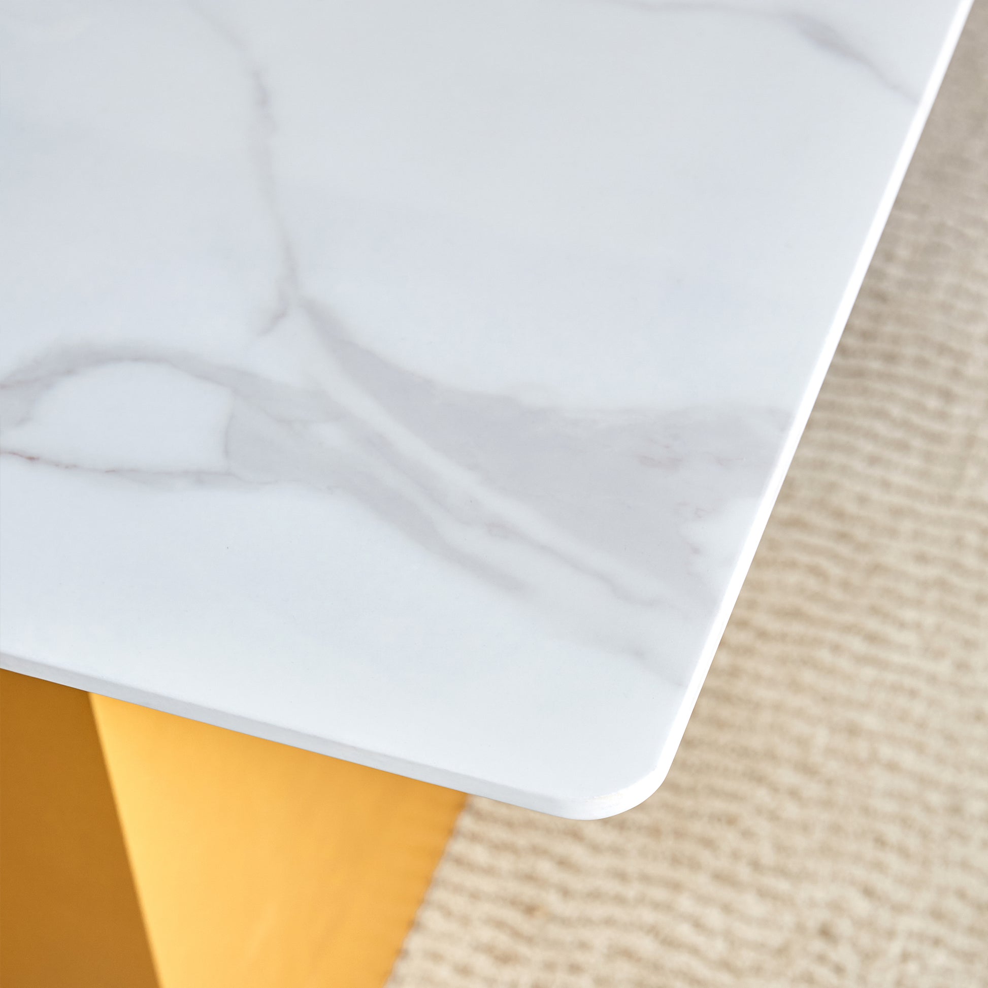 Large Modern Rectangular Table With 0.4 Inch Patterned Tabletop And Large Mdf Table Legs, Suitable For Kitchen, Dining Room, And Living Room 71 "* 35.4" * 30 " 1546 Gold Mdf Glass