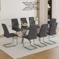 Table And Chair Set.Large Minimalist Rectangular Glass Dining Table For 6 8 With 0.39