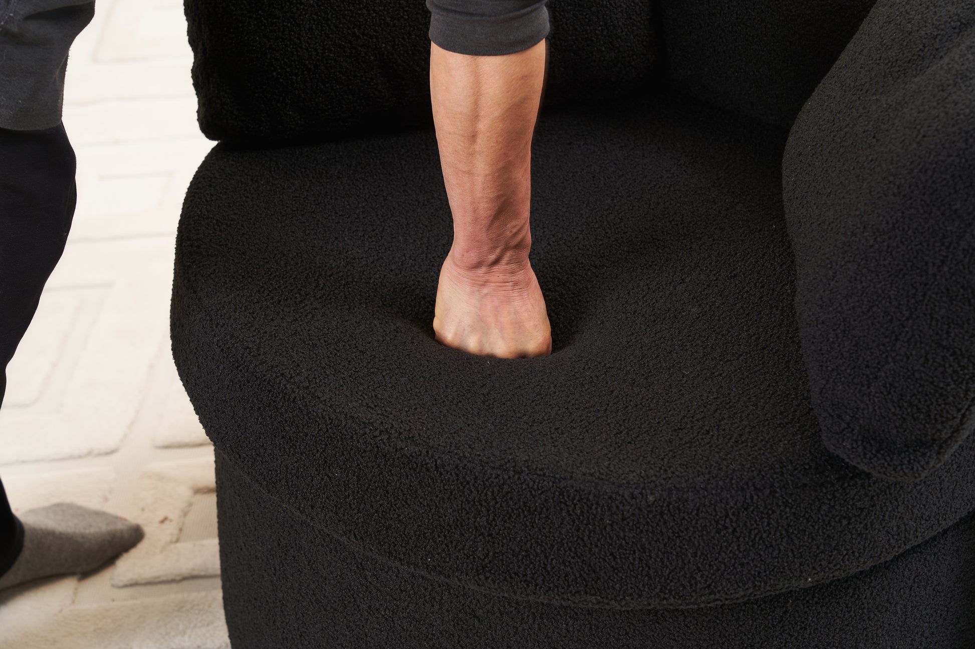 029 Teddy Fabric Swivel And Storage Chair With Back Cushion For Living Room,Black Black Primary Living Space Modern Foam Teddy