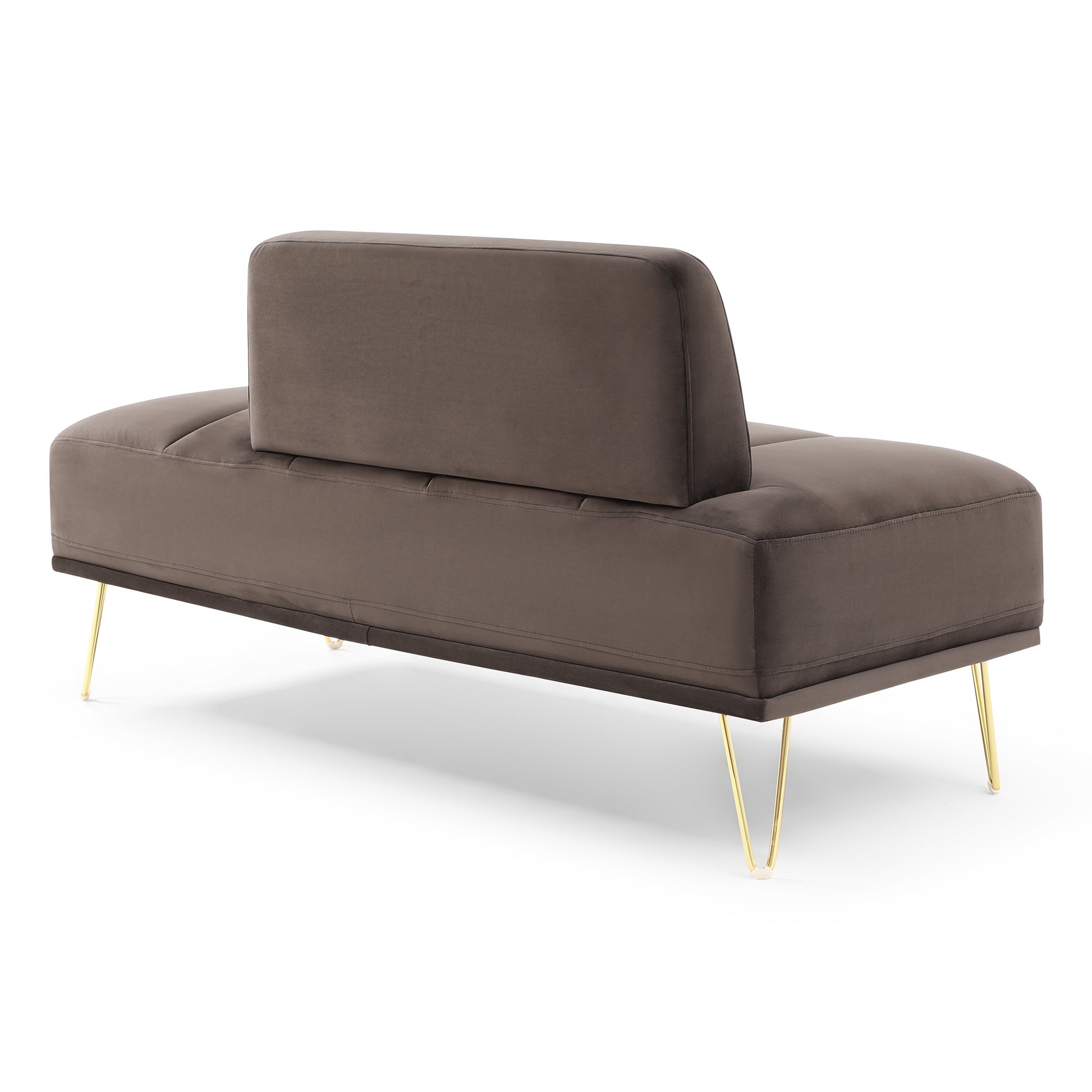 56.3"Inch Width Modern End Of Bed Bench,Velvet Fabric Upholstered 2 Seater Sofa Couch Entryway Ottoman Bench, Fuzzy Sofa Stool Footrest ,Window Bench With Gold Metal Legs For Bedroom, Living Room,Grey Dark Grey Velvet Wood Primary Living Space Velvet 2