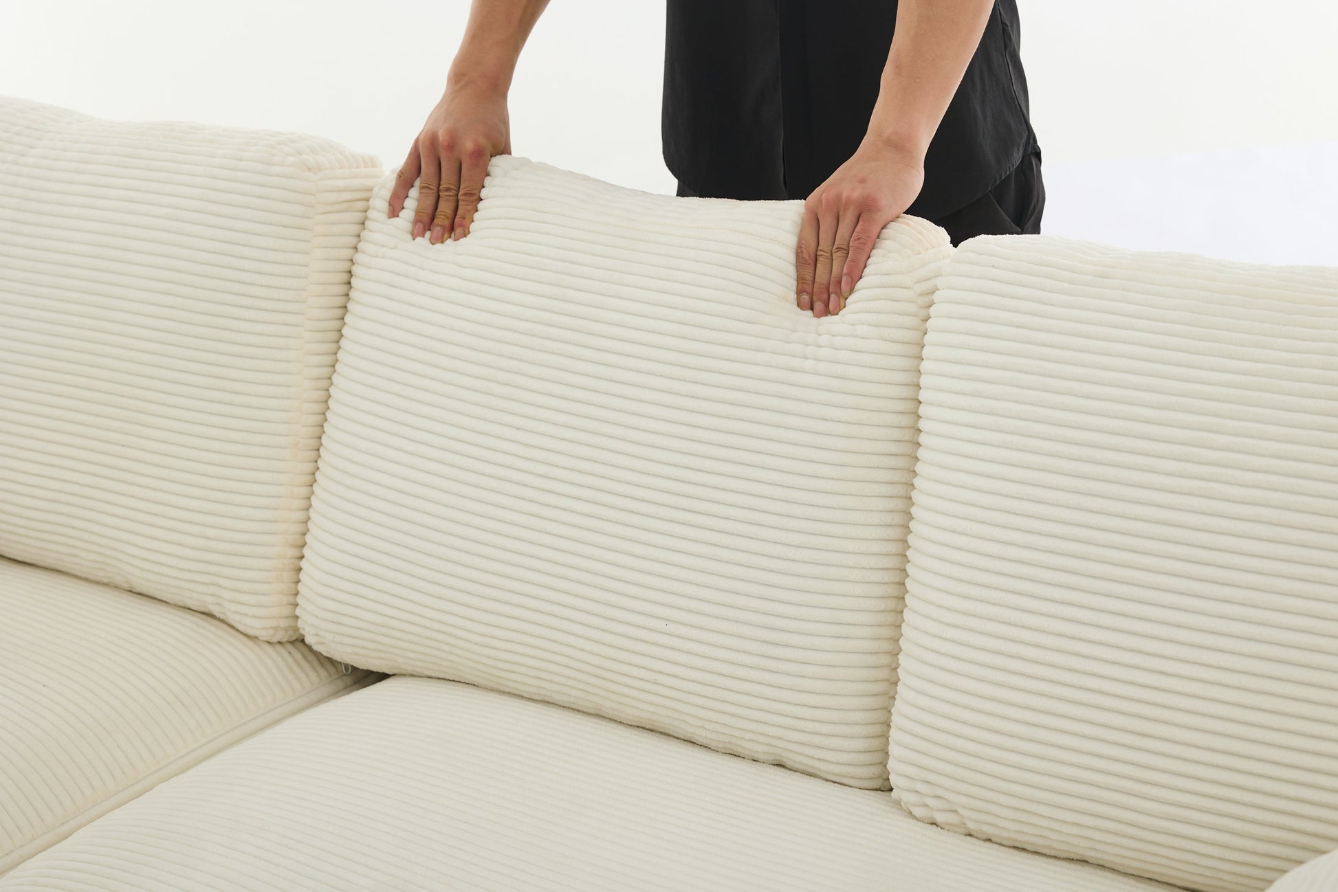 99*69" Modular Sectional Living Room Sofa Set, Modern Minimalist Style Couch, Upholstered Sleeper Sofa For Living Room, Bedroom, 2 Pc Free Combination, Installation Free Sofa, L Shape, White White Primary Living Space Soft Minimalist,Modern Foam Spring 4