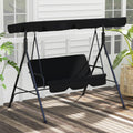 Outsunny 3 Seat Outdoor Patio Swing Chair With Removable Cushion, Steel Frame Stand And Adjustable Tilt Canopy For Patio, Garden, Poolside, Balcony, Backyard, Black 2 Black Steel