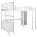 Metal Loft Bed With Wardrobe And L Shaped Desk, Full Size Loft Bed With Storage Cubes And Shelves, Heavy Duty Loft Bed For Kids Teens Adults, White Full Off White Metal