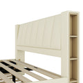 King Size Upholstery Platform Bed With Storage Headboard, 2 Drawers And Trundle,Beige King Beige Upholstered