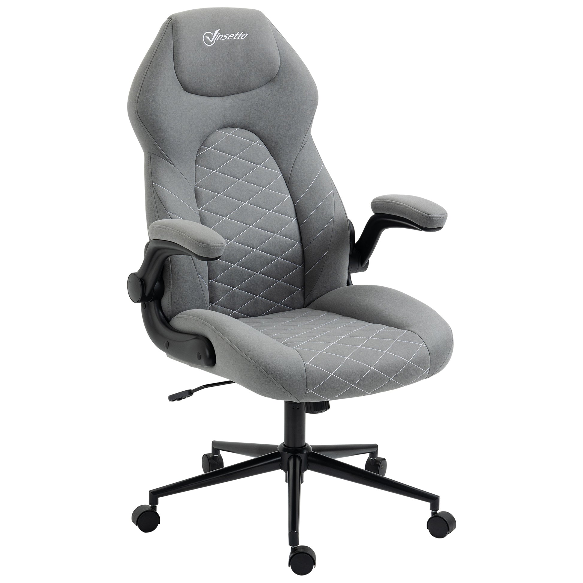 Vinsetto Gaming Chair With Flip Up Arm, High Back Desk Computer Chair, Gamer Chair With Adjustable Height And Swivel Wheellight Gray Light Gray Polyester