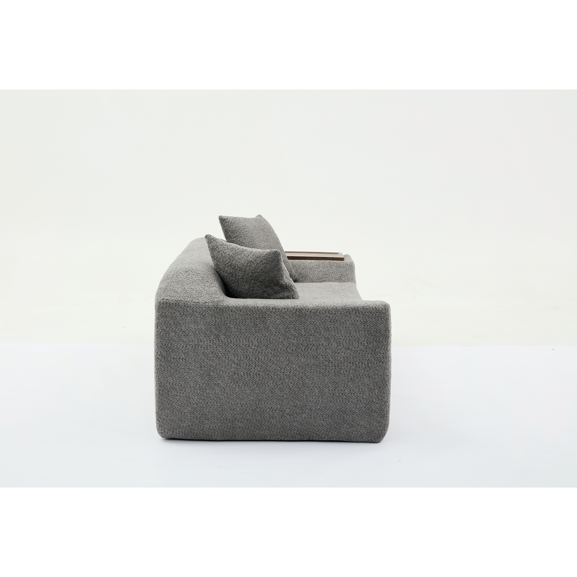 Arrived 2 Piece Boucle Cloud Sofa Set, Upholstered Sofa Set, Modern 3 Seater And 2 Seater Sofa With Mdf End Table For Living Room ,Apartment,3 2 Couch,Boucle,Dark Gray Gray Polyester Primary Living Space Soft Tight Back Modern Square Arms Foam