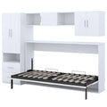 Twin Size Murphy Bed With Open Shelves And Storage Drawers,Built In Wardrobe And Table, White Twin White Solid Wood Mdf