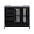 36 Inch Bathroom Vanity With Two Soft Close Doors, Adjustable Shelves And Three Soft Close Drawers Black Bathroom Solid Wood Mdf