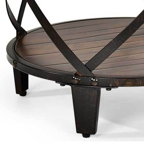 Winston Round End Table Brown Brown Iron