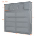 Queen Size Murphy Bed Wall Bed With Top Cabinets,Gray Queen Gray Plywood