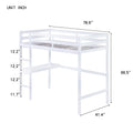 Twin High Loft Bed, Rubber Wood Loft Bed With Safety Guardrail, Built In Desk, Ladder,White Twin White Rubber Wood