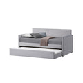 Modern Twin Daybed With Trundle, Trim Backing, Soft Gray Velvet Twin Gray Solid Wood