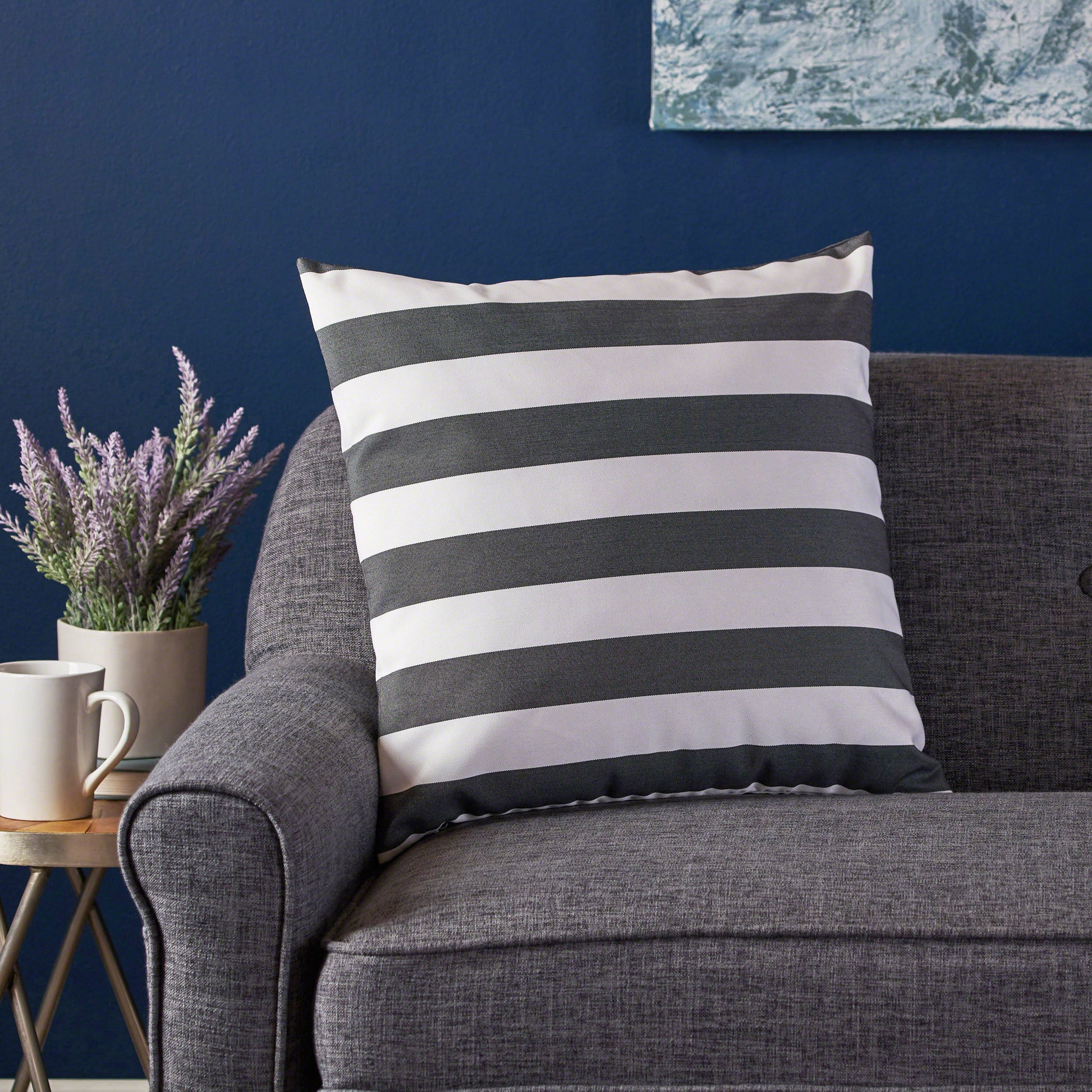 Coronado Stripe Square Pillow Set Of 2 Black Fabric
