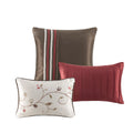 Embroidered 7 Piece Comforter Set Red King King Red Polyester
