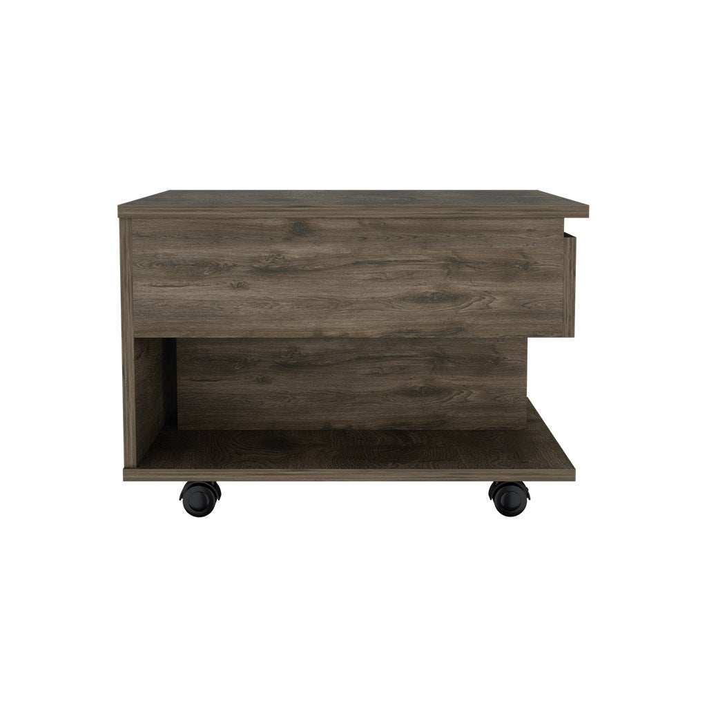 Luanda Lift Top Coffee Table, Casters, One Shelf Dark Brown Brown Freestanding Rectangular Coffee & End Tables Rectangular Particle Board Particle Board