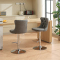 Swivel Pu Leather Barstools Adjusatble Seat Height From 25 33 Inch, Chrome Base Bar Stools With Backs Comfortable Tufted For Home Pub And Kitchen Island, Beige,Set Of 2,1512Gy Grey Dining Room American Design Bar Stools Wing Back Set Of 2 Foam Pu Leather