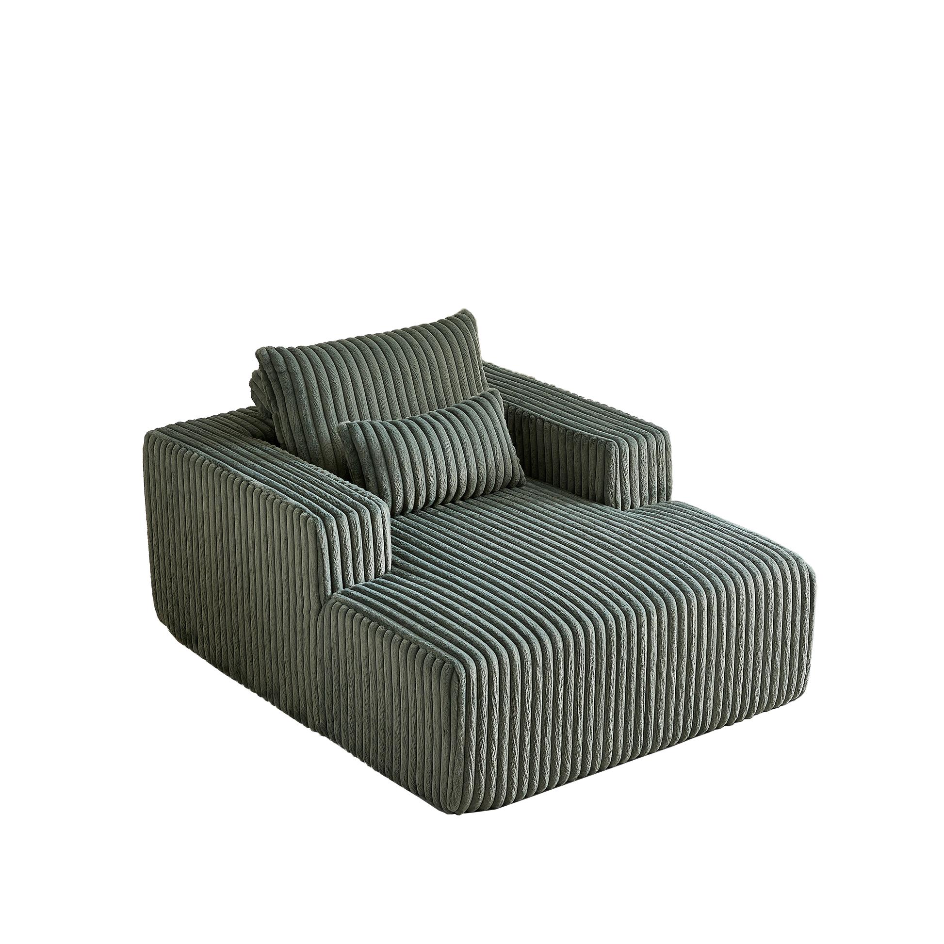 62.5 Inch Corduroy Sponge Sofa Lounge Chair,No Assembly Required,Fluffy Modern Sleeper Chair For Indoor Living Room Bedroom Army Green Foam Corduroy 1 Seat