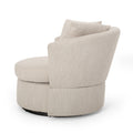 Swivel Club Chair Beige Brown Fabric