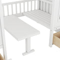 Twin Over Twin Bunk Bed With Changeable Table, Bunk Bed Turn Into Upper Bed And Down Desk White Twin White Solid Wood