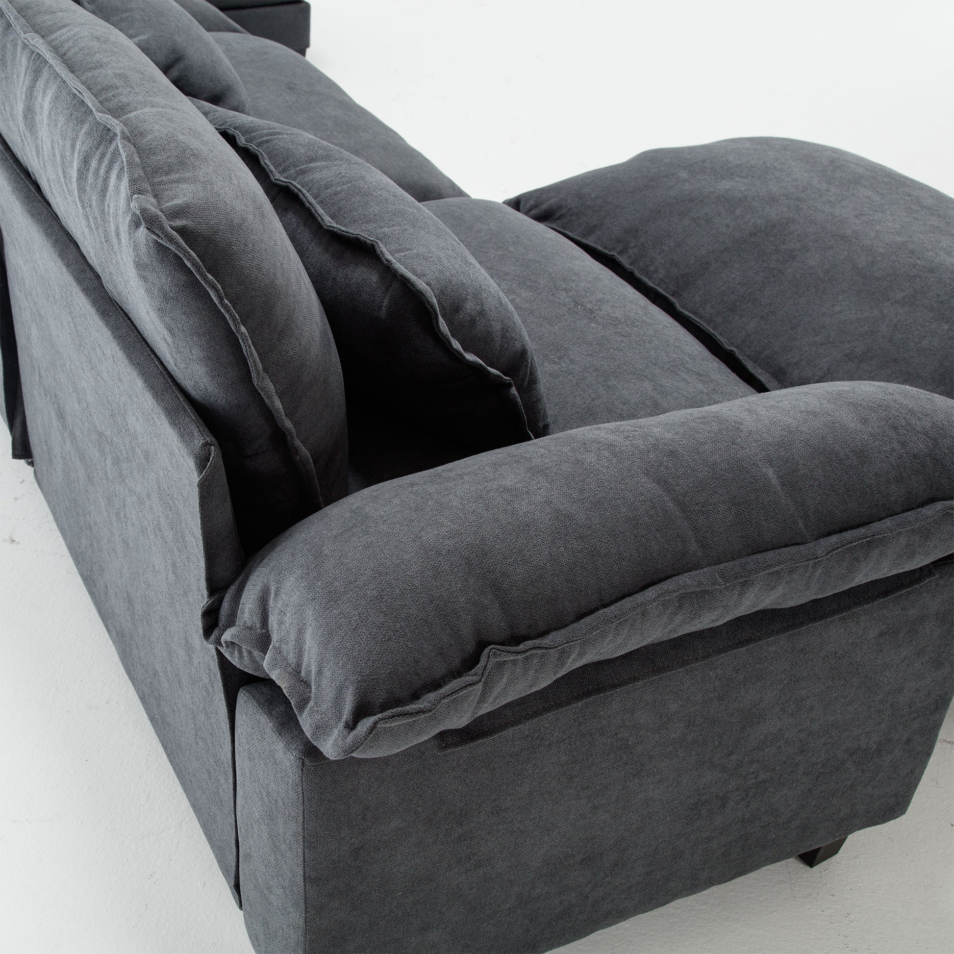 154.8" Oversized Modular Sofaice Velvet Large U Shaped Couch Comfy Upholstered 4 Seat Sofa With 2 Ottoman, 4 Lumbar Pillow, Deep Seat Couch For Living Room Dark Gray Primary Living Space Modern Foam Polyester 6 Seat