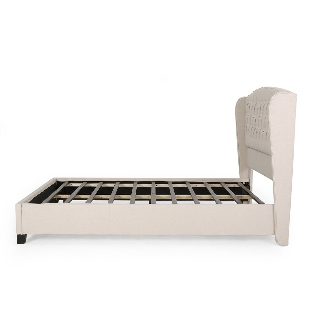 Alberta Fully Upholstered Queen Whole Bed Queen Ivory Fabric