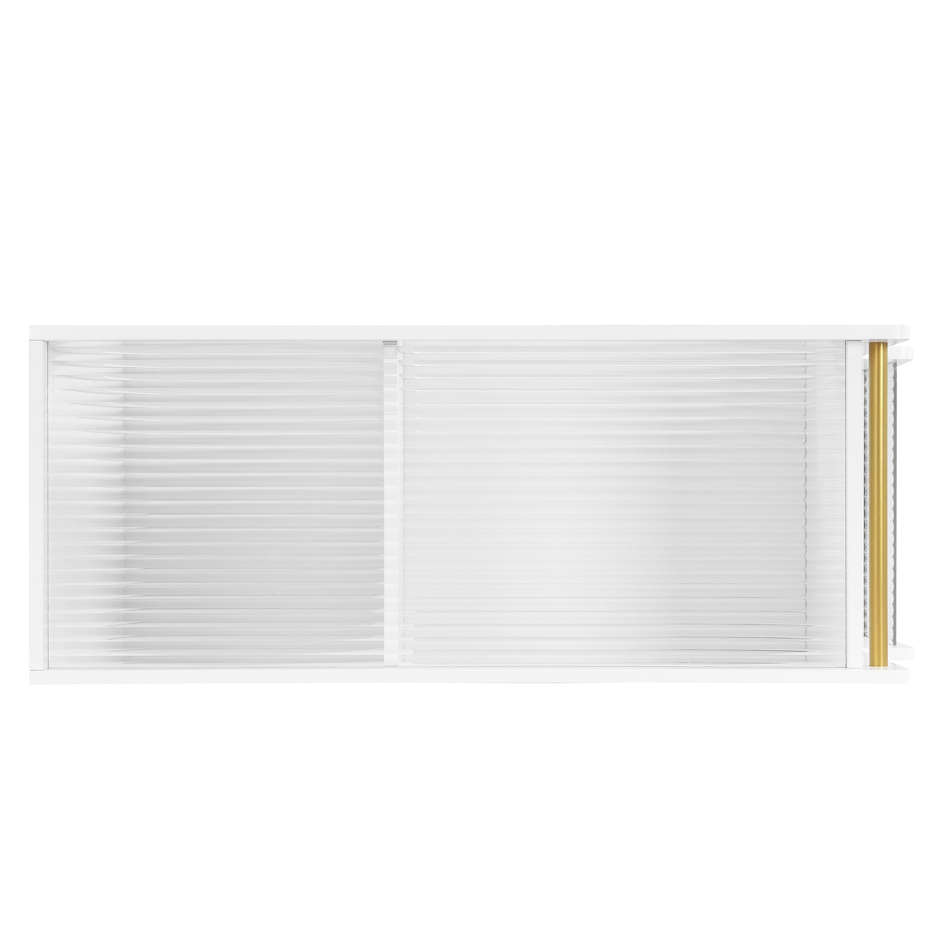 Mobile End Table With Lockable Wheels, Narrow Coffee Table With 5Mm Thick Fluted Tempered Glass, Modern Nightstand With Golden Round Rod, Living Room, White, 31.5''W X11.8''D X 23.1''H White Primary Living Space Mdf