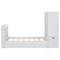 Twin Size Platform Bed With Storage Headboard And Footboard, Pull Out Shelves And Twin Size Trundle, White Box Spring Not Required Twin White Wood Bedroom Bed Frame Solid Wood Mdf