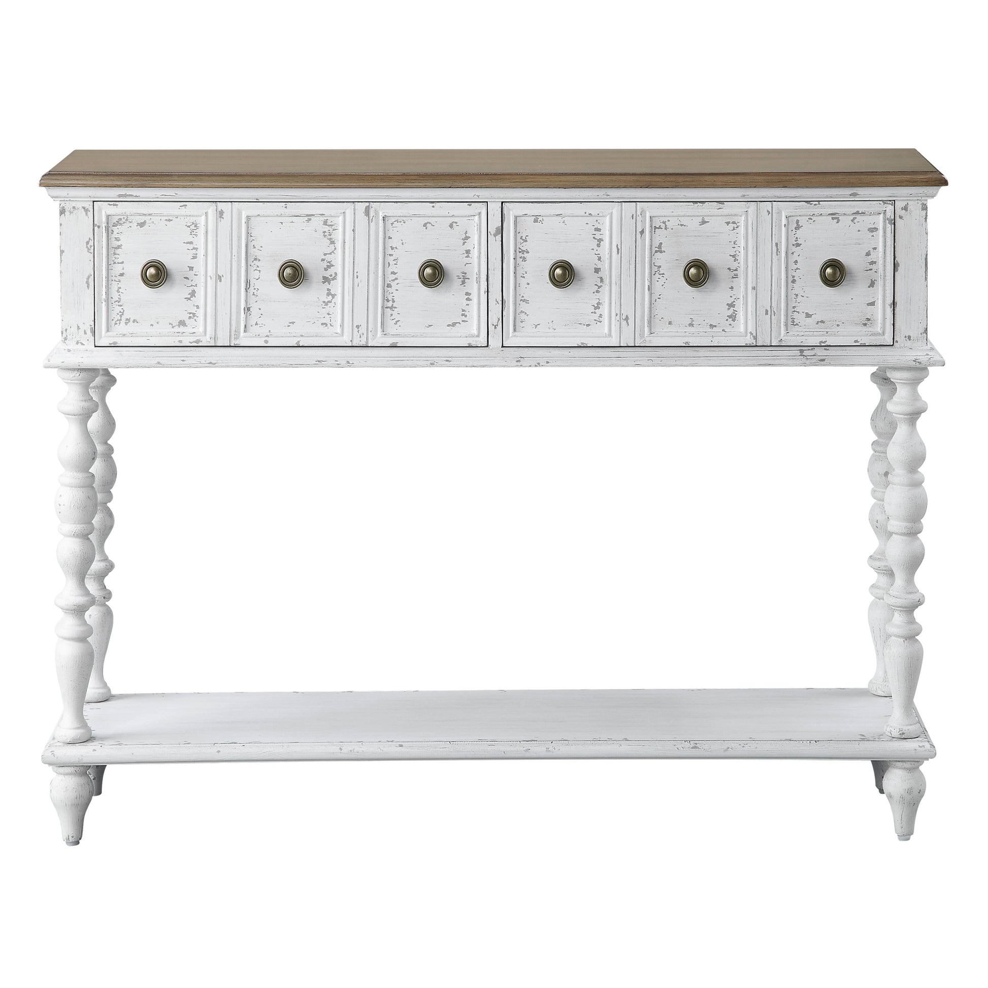 Dark Charcoal And Antique White Console Table White Primary Living Space Rubberwood Drawers Rectangular Wood