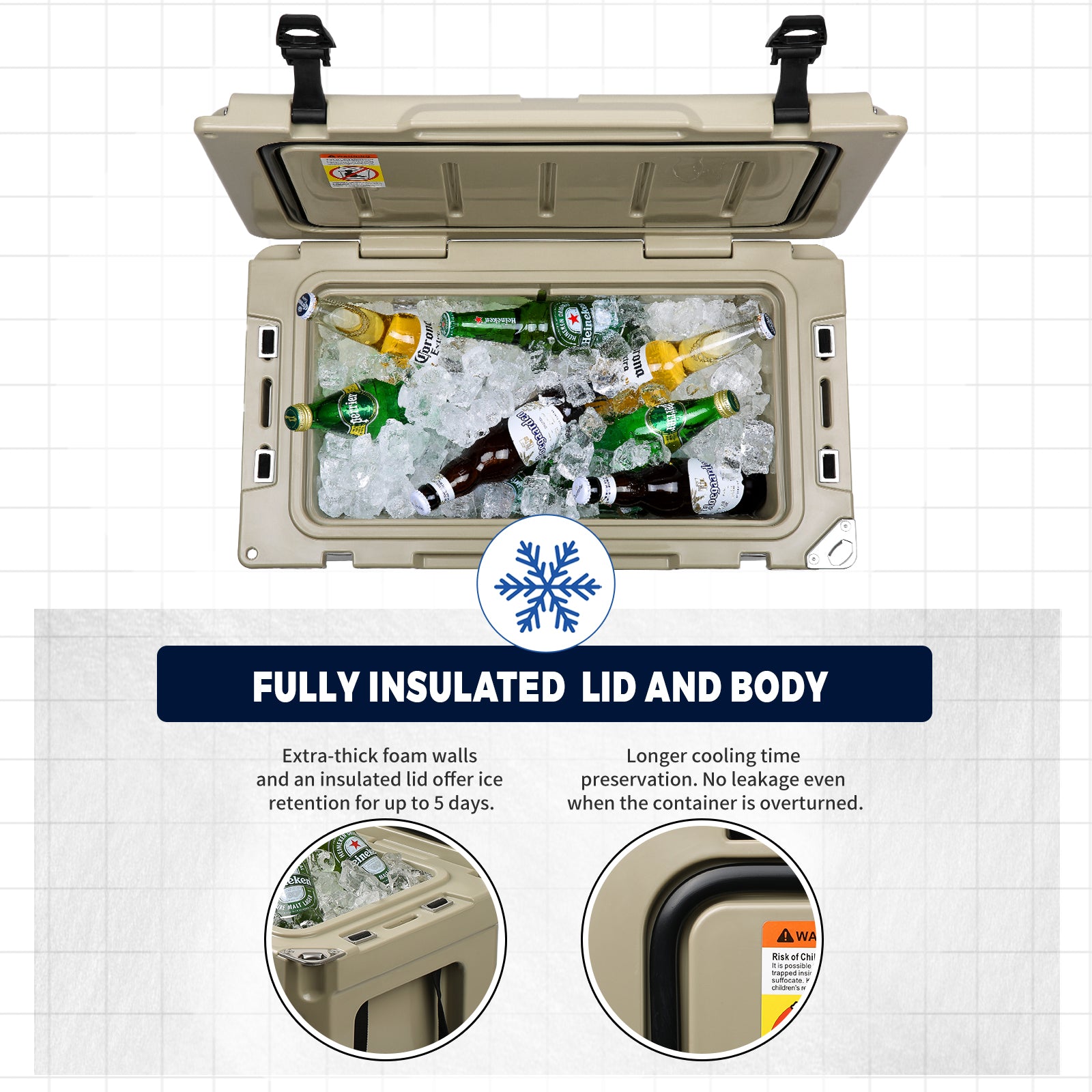 40Qt Khaki Colored Insulated Box Khaki Polyethylene
