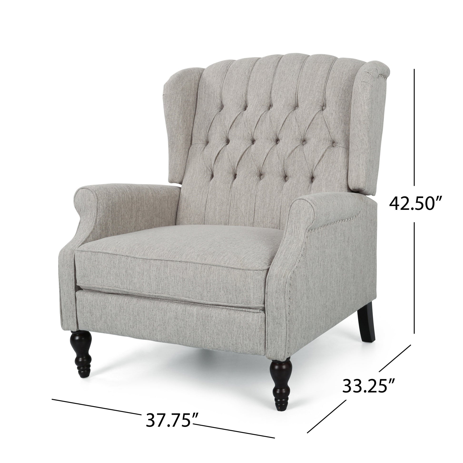 One And Half Seater Recliner Light Grey Fabric