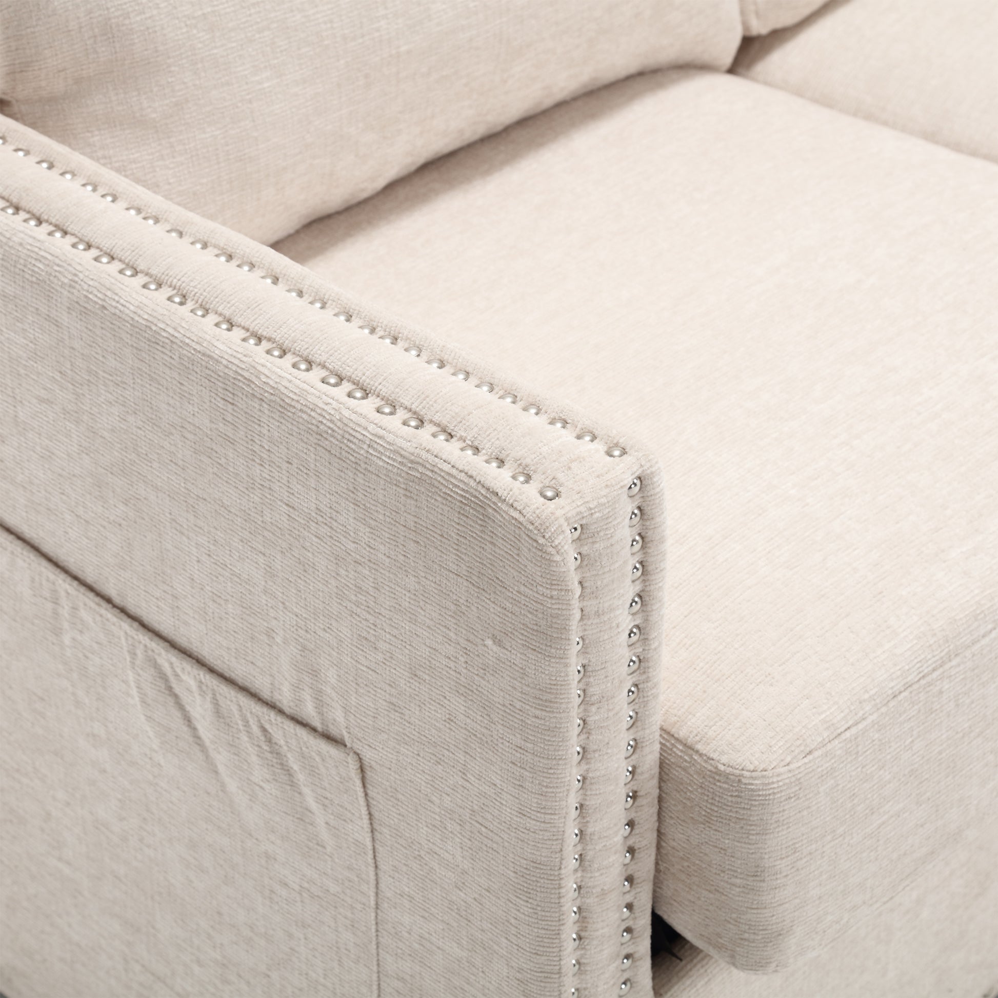 United Modern Chenille Fabric Loveseat, 2 Seat Upholstered Loveseat Sofa Modern Couch Beige Chenille 2 Seat