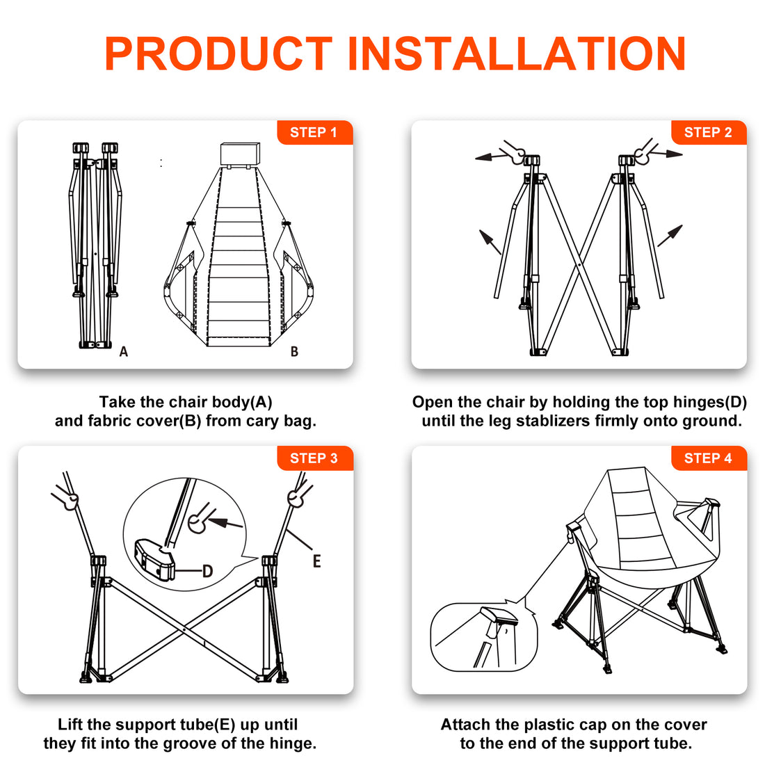 Hammock Camping Chair Folding 350 Lbs Foldable Portable Rocking Chairs For Adults Outside Swinging Camp With Stand Lawn Garden Hanging Outdoor Blue Iron