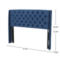 Upholstered Wingback Headboard, Button Tufted Upholstery, Sturdy Structure, King Size, Dark Navy Dark Navy Fabric