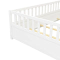 Full Size Floor Bed, Integral Construction With Super High Security Barrier, Door, Children'S Floor Bed Frame, Montessori Wooden Children'S Floor Bed, Support Slat White Box Spring Required Full