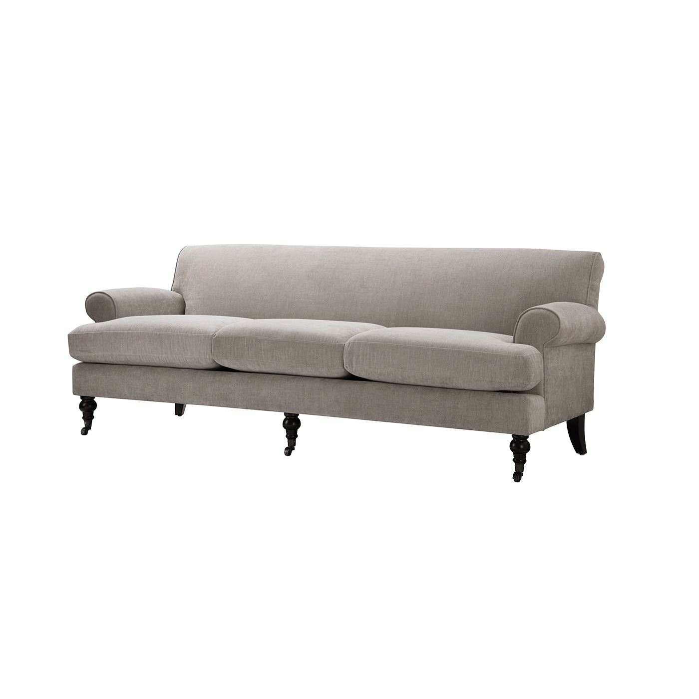 Alana Lawson Three Cushion Tightback Sofa, Silver Grey Polyester Silver Grey Foam Polyester 3 Seat