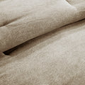 7 Piece Faux Suede Comforter Set Tan Cal King California King Tan Polyester