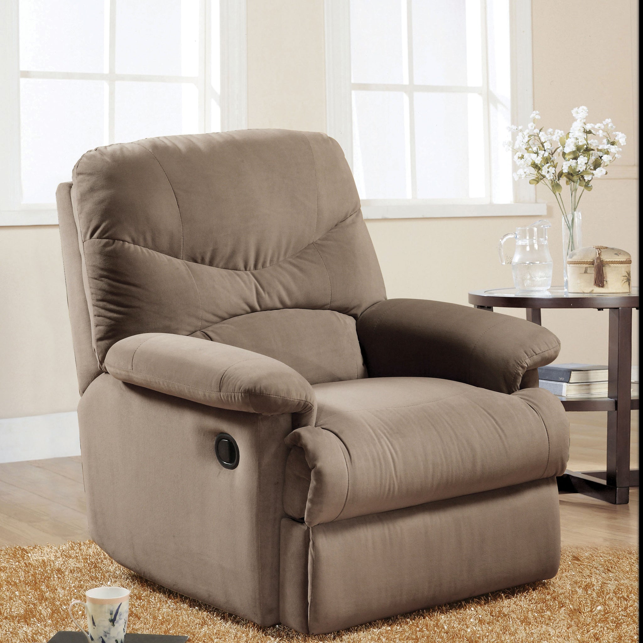 Arcadia Light Brown Microfiber Motion Recliner Light Brown Microfiber